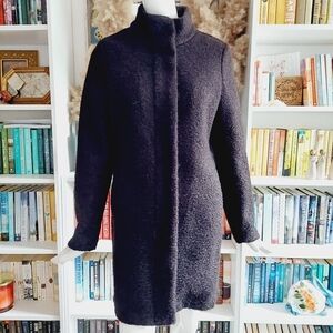 Old Navy Black Polyester Standing Collar Covered Fastener Cozy Warm Winter Coat